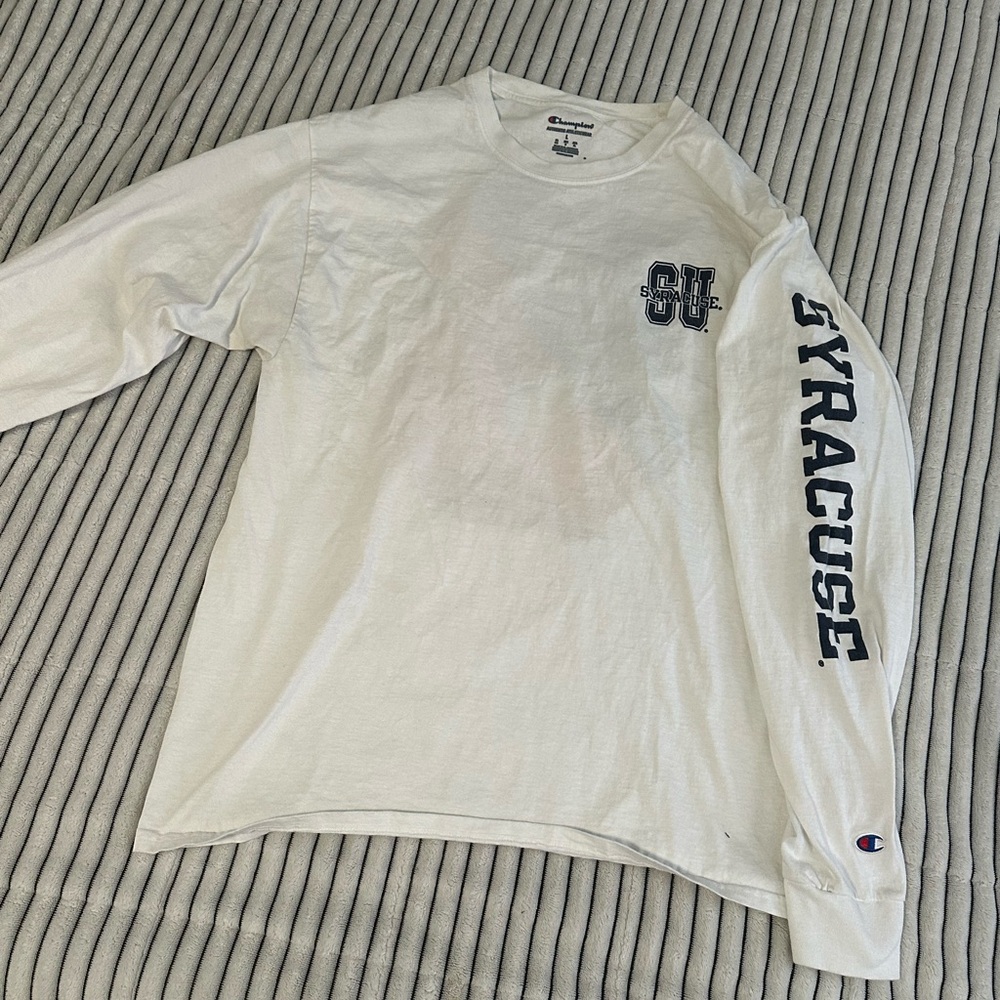 Champion White Long Sleeve Syracuse Tee